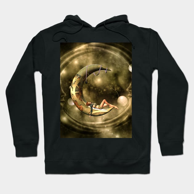 Steampunk women on the moon Hoodie by Nicky2342